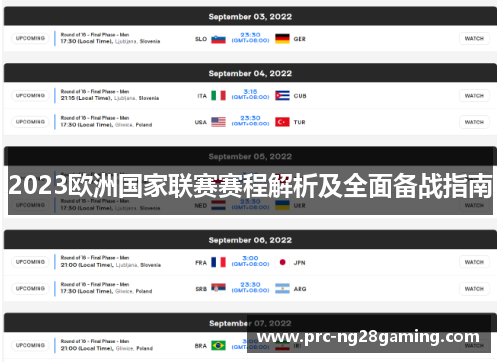 2023欧洲国家联赛赛程解析及全面备战指南